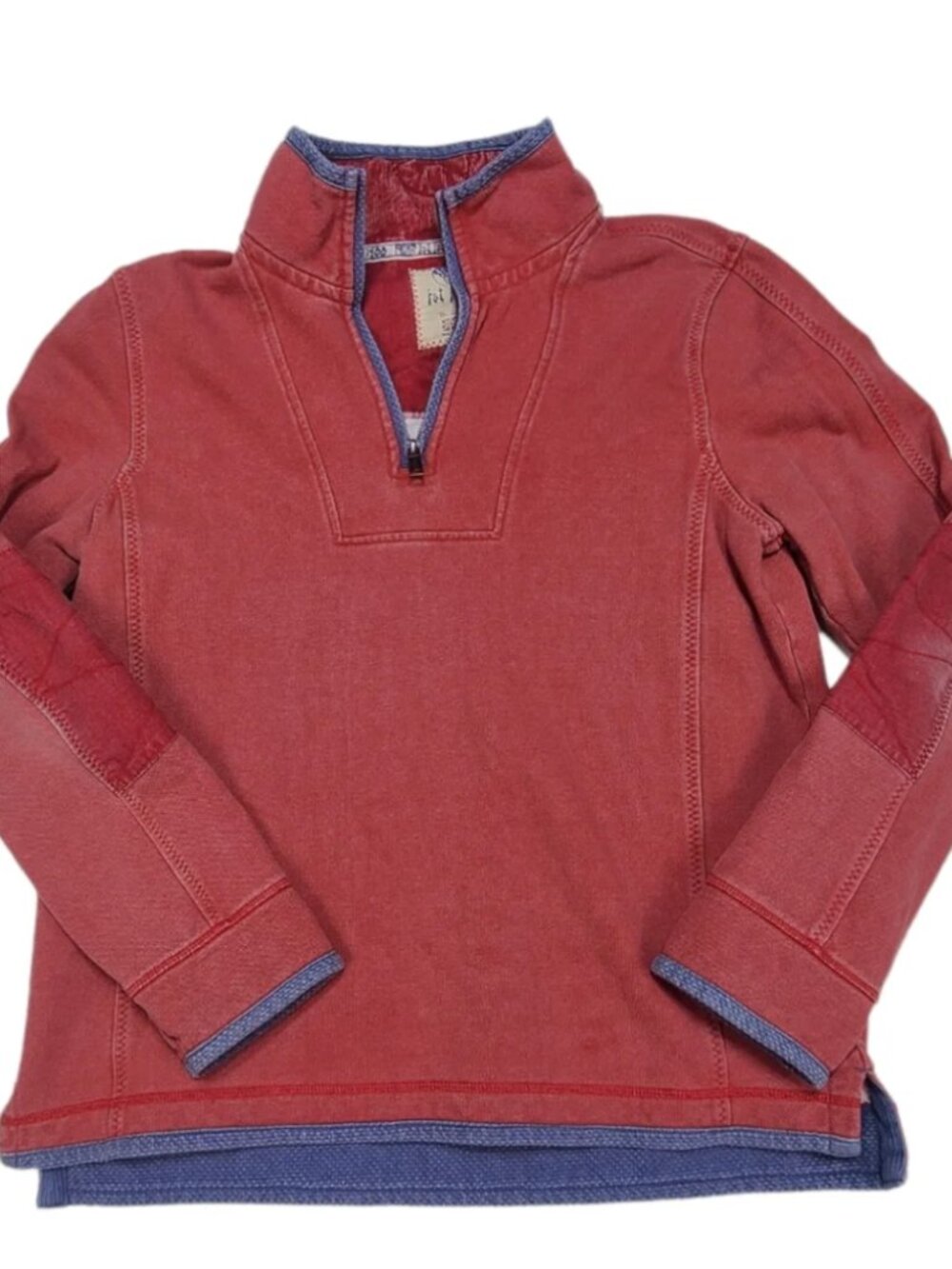 Classic Fat Face 100% Cotton Airlie Panel Quarter Zip Sweat Top Red Men's Large